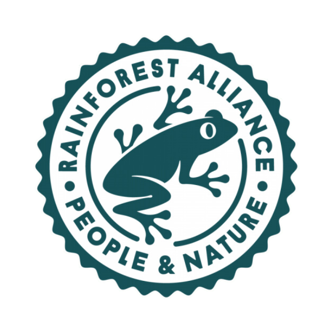 Logo of the rainforest alliance certification for coffee